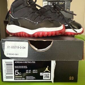 Jordan 11 Retro Kids Sneakers - Black and Red